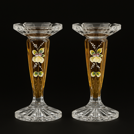 Paire de bougeoirs en cristal - l'Orchidée